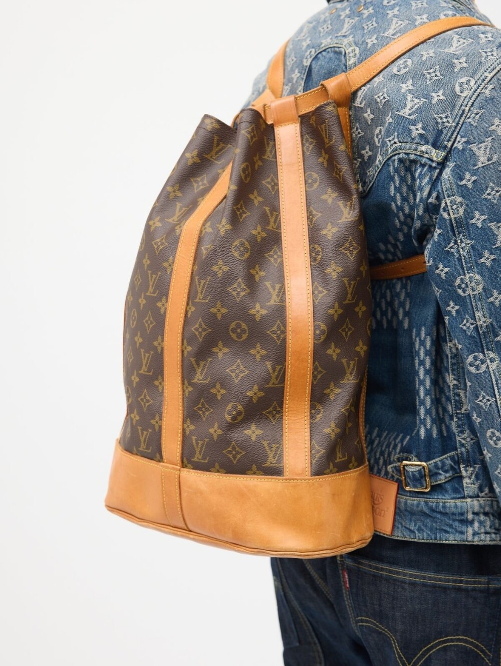 Louis Vuitton Brown Monogram Canvas Drawstring Backpack with Tan Trim